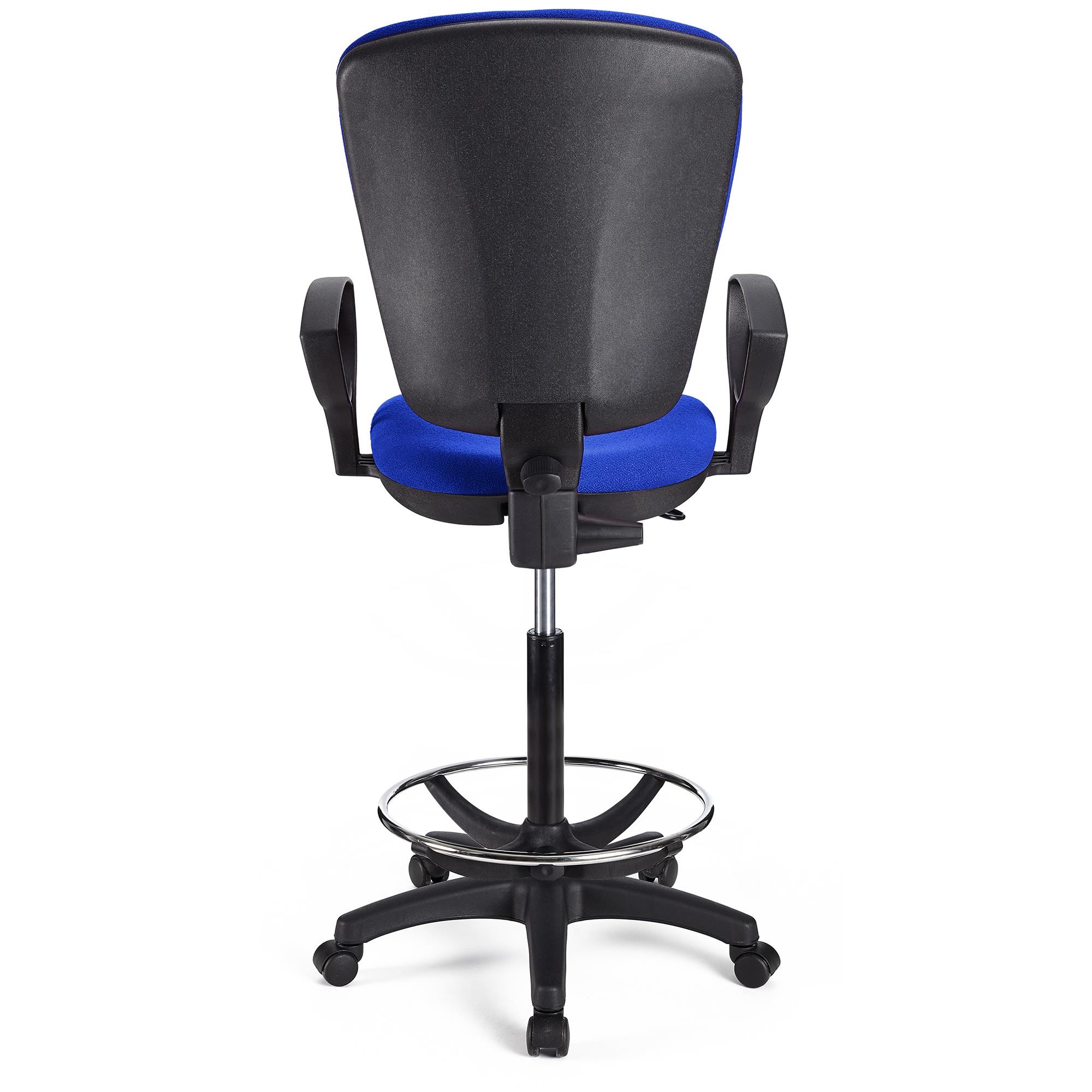 Taburete de Trabajo CALIPSO, Respaldo Ajustable, Gran Acolchado, En Tela Negro