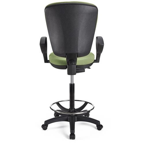 Taburete de Trabajo CALIPSO, Respaldo Ajustable, Gran Acolchado, En Tela Negro
