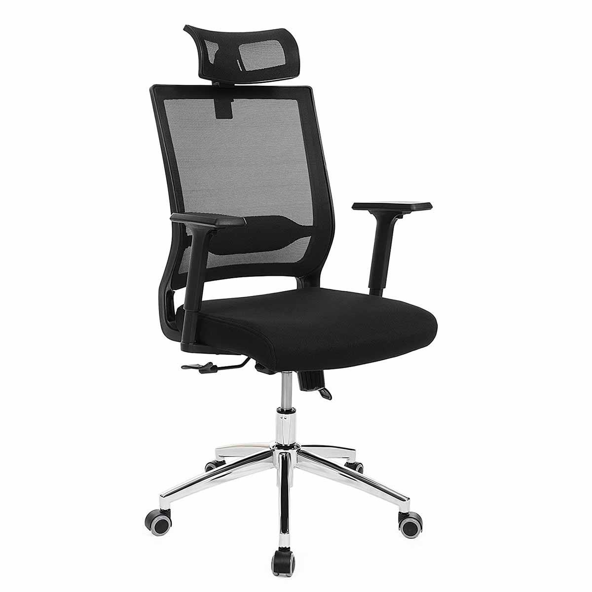 Silla Ergonómica BALA, Reposacabezas Ajustable, Soporte Lumbar, Malla Transpirable, Negro