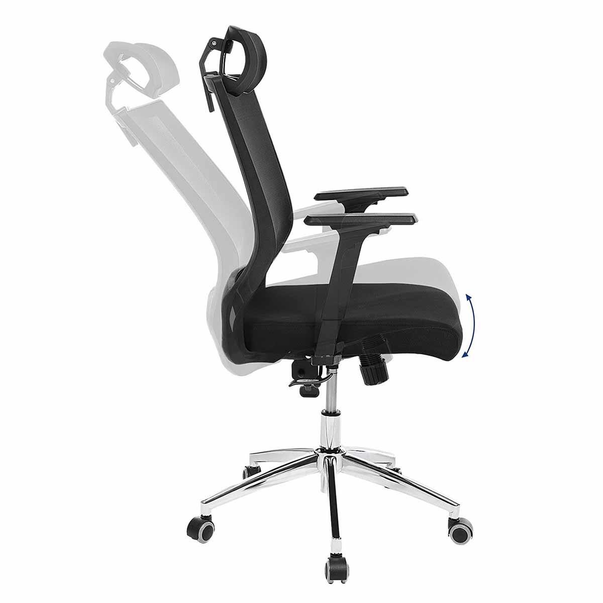 Silla Ergonómica BALA, Reposacabezas Ajustable, Soporte Lumbar, Malla Transpirable, Negro
