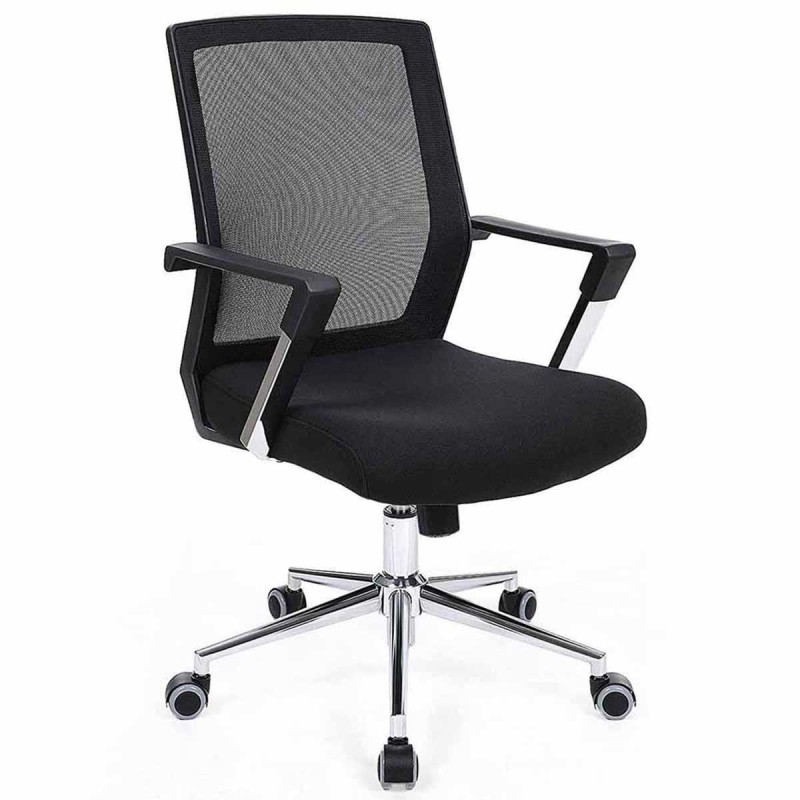 Silla de Oficina BRITA, En Malla Transpirable y Tela, Color Negro
