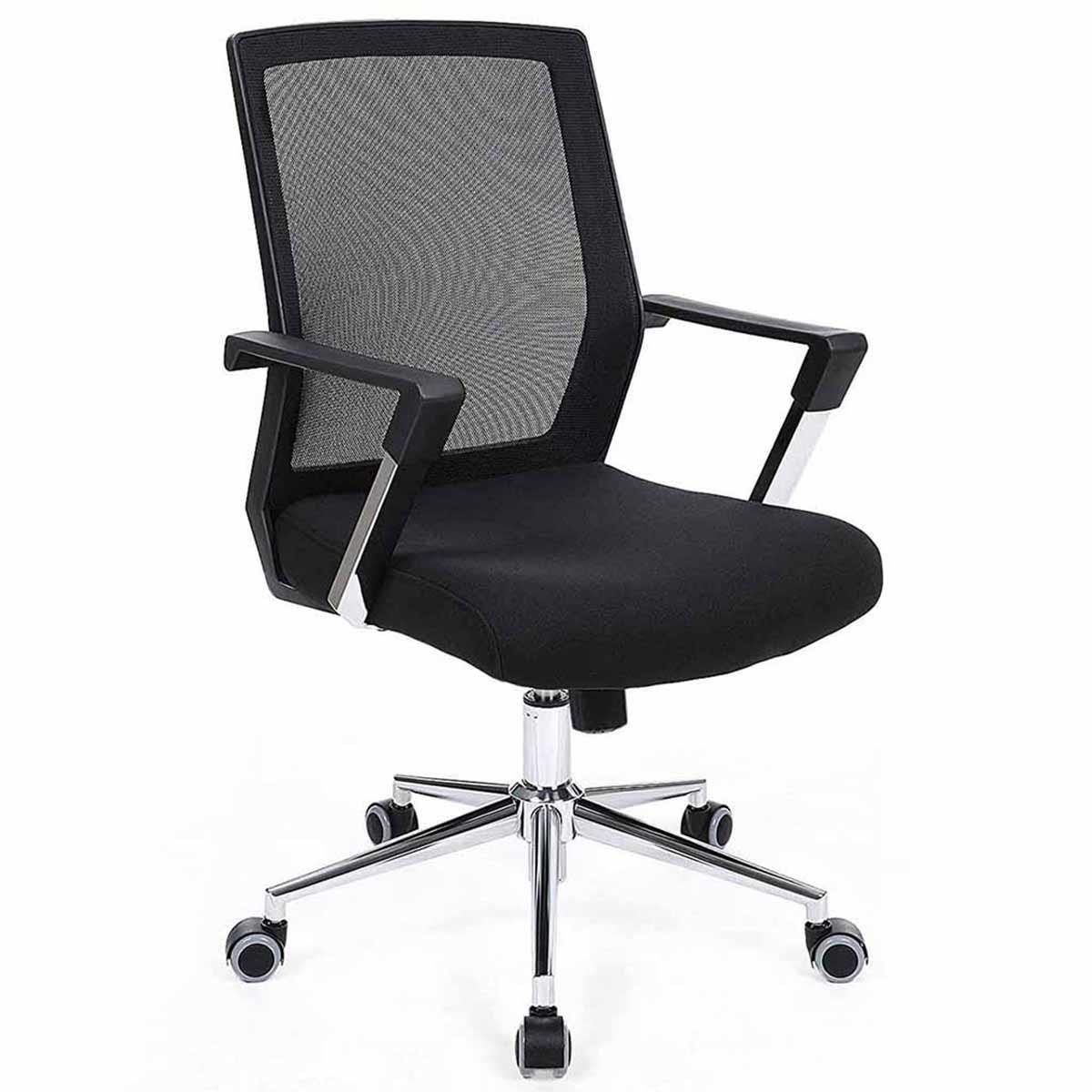 Silla de Oficina BRITA, Diseño Llamativo, En Malla Transpirable y Tela, Color Negro