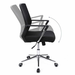 Silla de Oficina BRITA, En Malla Transpirable y Tela, Color Negro
