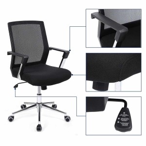 Silla de Oficina BRITA, En Malla Transpirable y Tela, Color Negro
