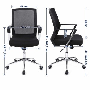 Silla de Oficina BRITA, En Malla Transpirable y Tela, Color Negro