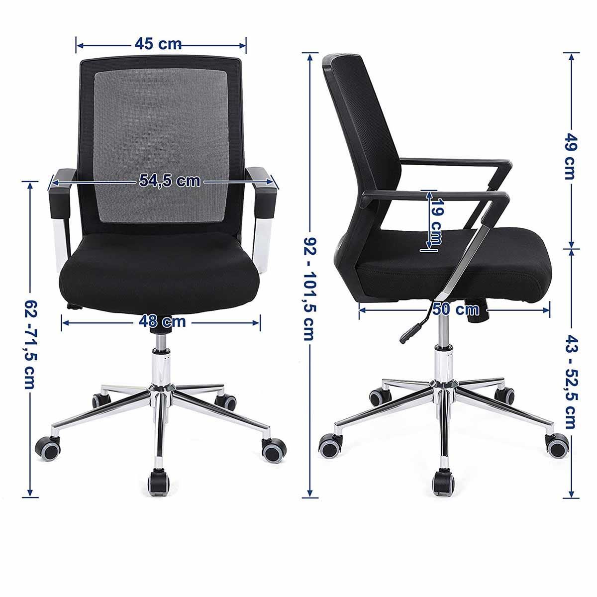 Silla de Oficina BRITA, Diseño Llamativo, En Malla Transpirable y Tela, Color Negro