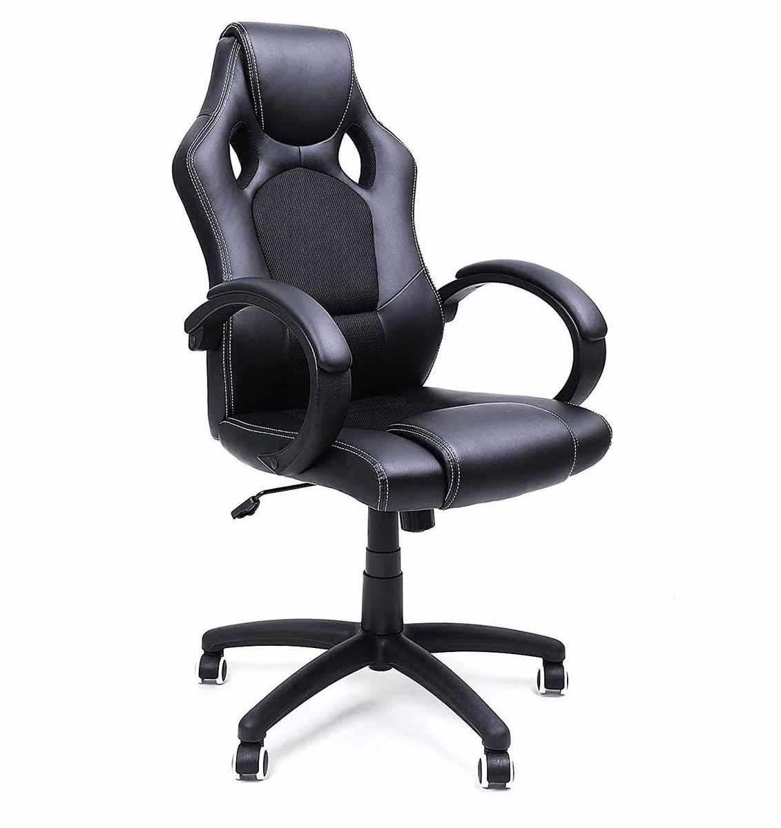 Silla Gaming ARTY, Gran Acolchado, Diseño Deportivo con Costuras, en Piel color Negro