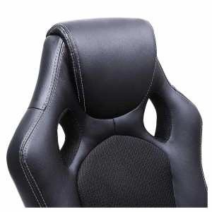 Silla de Oficina ARTY, Diseño Deportivo, en Piel color Negro
