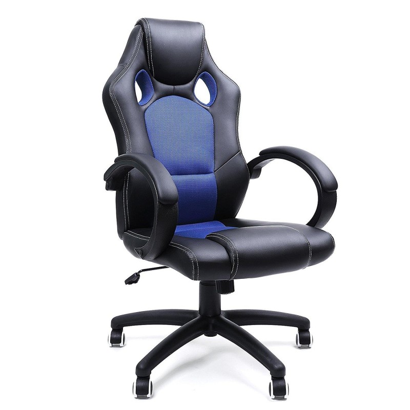 Silla de Oficina ARTY, Diseño Deportivo, en Piel color Negro