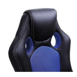 Silla de Oficina ARTY, Diseño Deportivo, en Piel color Negro