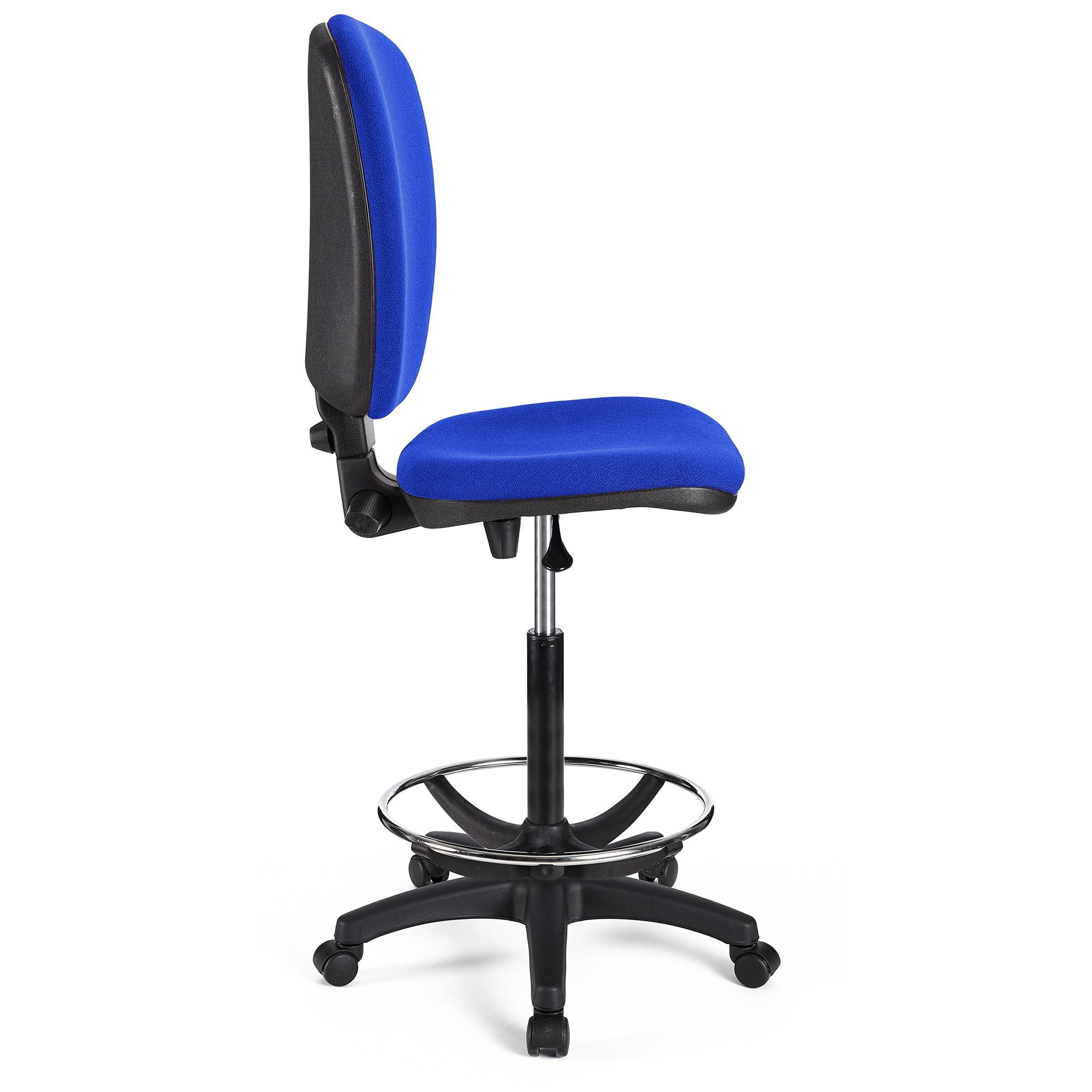 Taburete de Trabajo CALIPSO SIN BRAZOS, Respaldo Ajustable, Gran Acolchado, En Tela Negra
