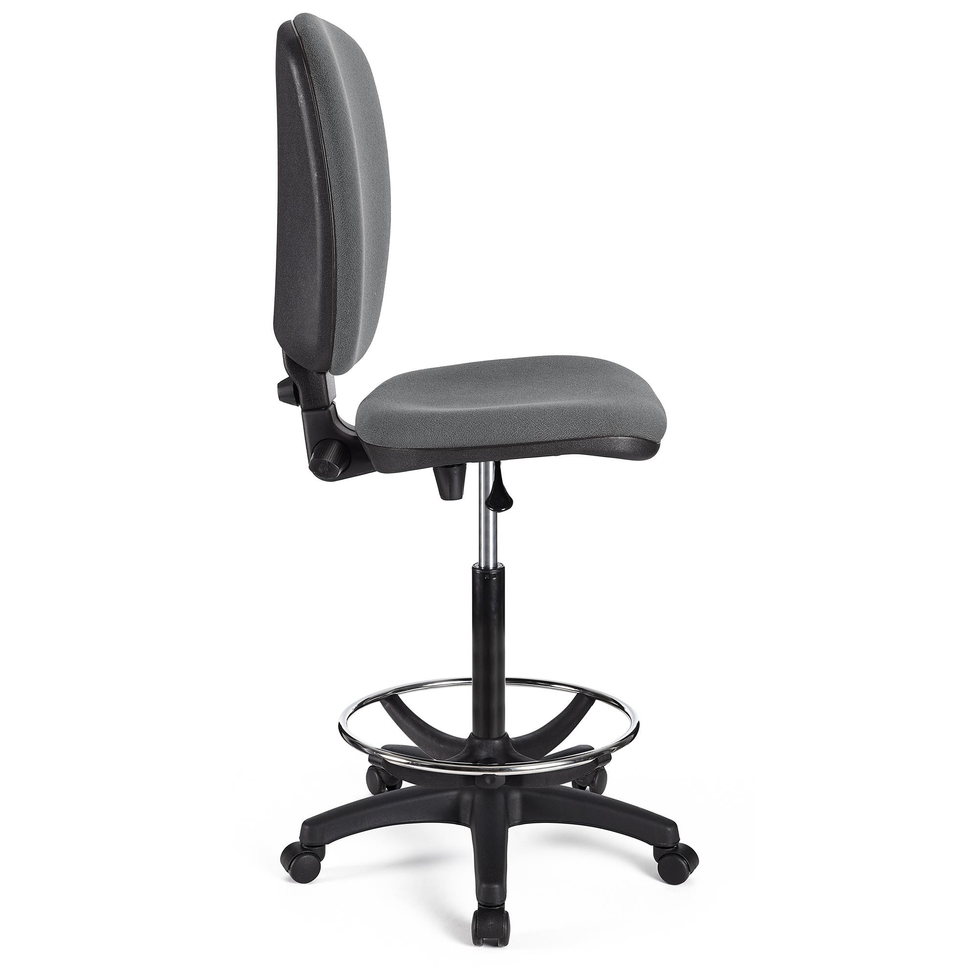 Taburete de Trabajo CALIPSO SIN BRAZOS, Respaldo Ajustable, Gran Acolchado, En Tela Negra