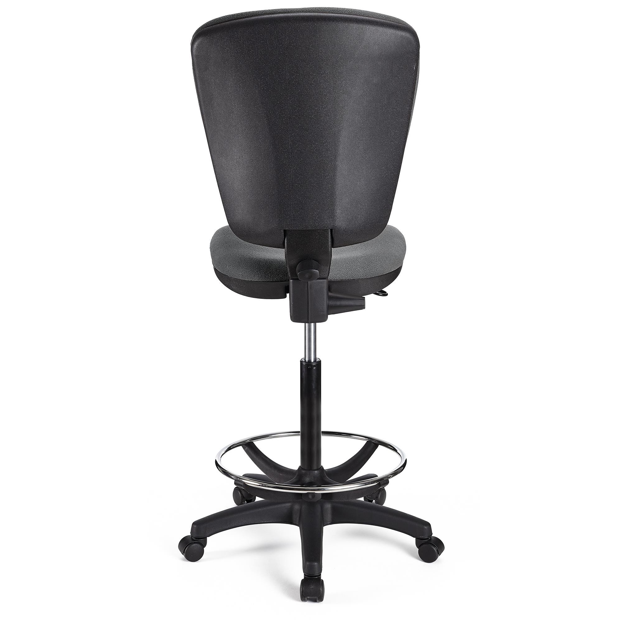 Taburete de Trabajo CALIPSO SIN BRAZOS, Respaldo Ajustable, Gran Acolchado, En Tela Negra