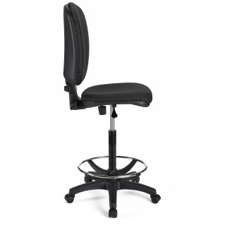 Taburete de oficina CALIPSO SIN BRAZOS PIEL en color negro 2