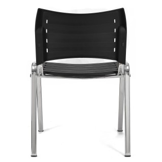 Silla de Confidente ELVA, apilable, Color Negro y Patas Cromadas 2