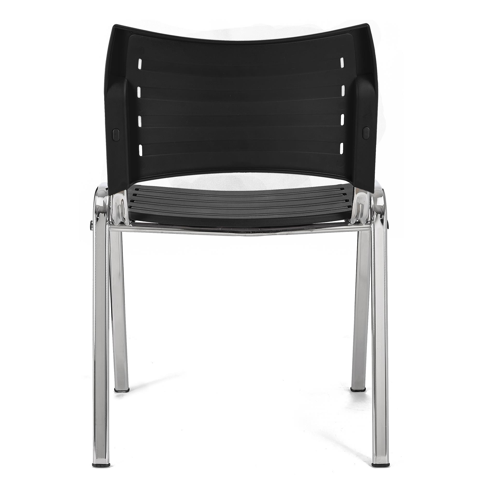 Silla de Confidente ELVA, apilable y muy práctica, gran calidad, Color Negro y Patas Cromadas