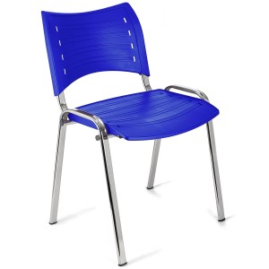 Silla de Confidente ELVA, apilable, Color Negro y Patas Cromadas