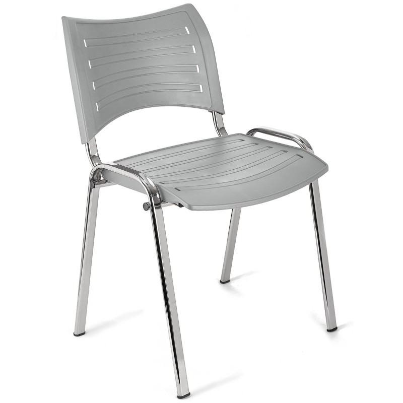 Silla de Confidente ELVA, apilable, Color Negro y Patas Cromadas