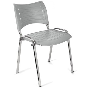 Silla de Confidente ELVA, apilable, Color Negro y Patas Cromadas
