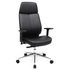 Silla de oficina PEDRA, mecanismo sincronizado, piel negra