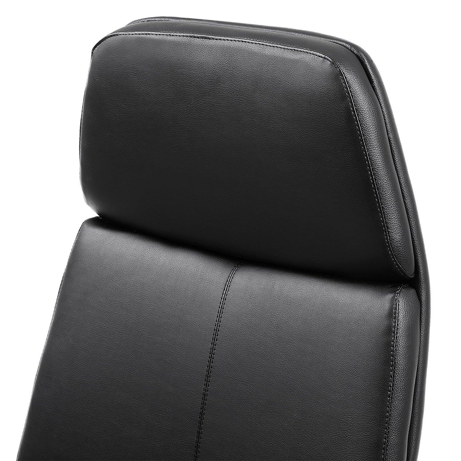 Silla de Oficina PEDRA, Alto Respaldo, Mecanismo con Posiciones, Base Metal, Piel Negra