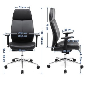 Silla de oficina PEDRA, mecanismo sincronizado, piel negra