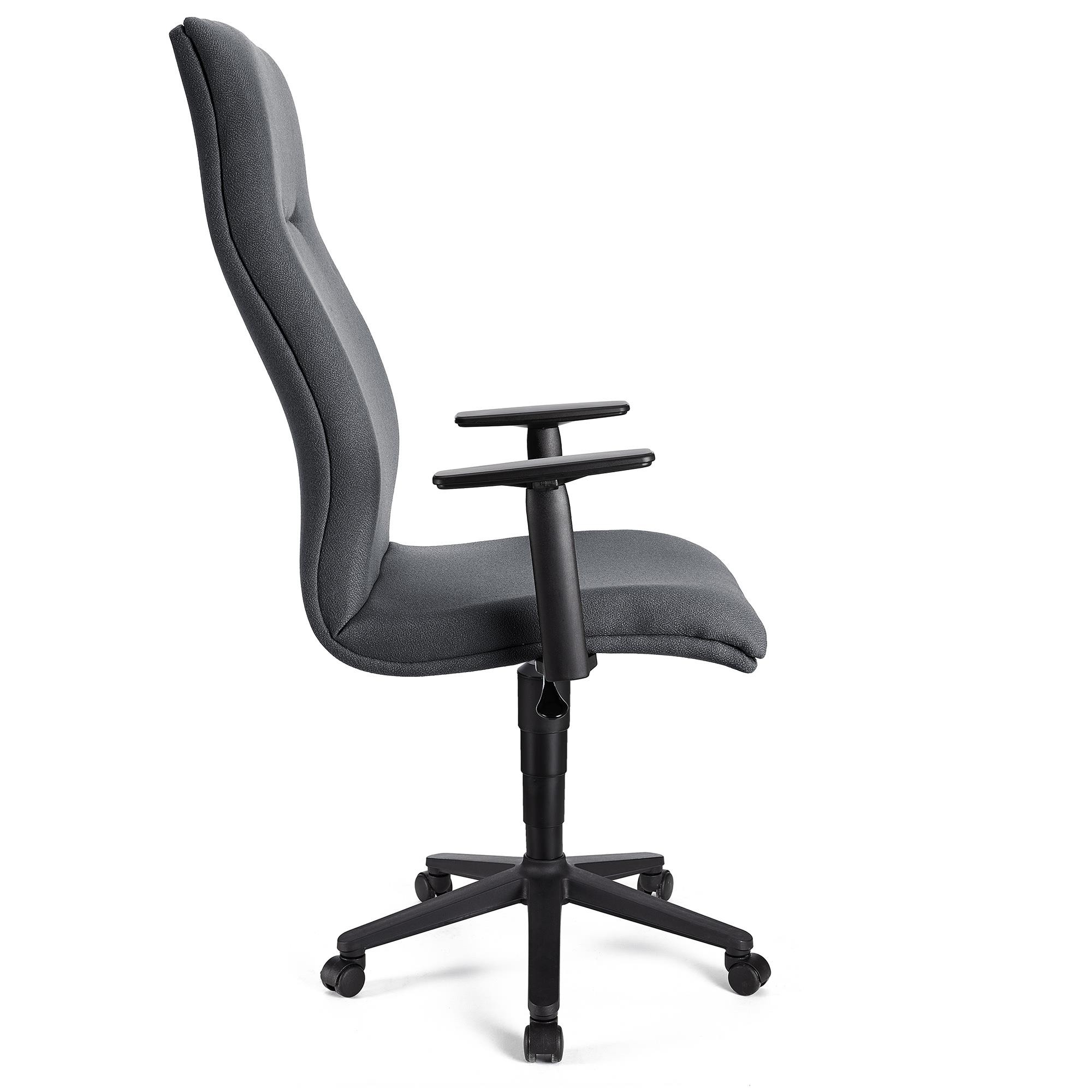 Sillón de Oficina ANIBAL, Respaldo Alto, Brazos Ajustables, Acolchado en Tela Negro
