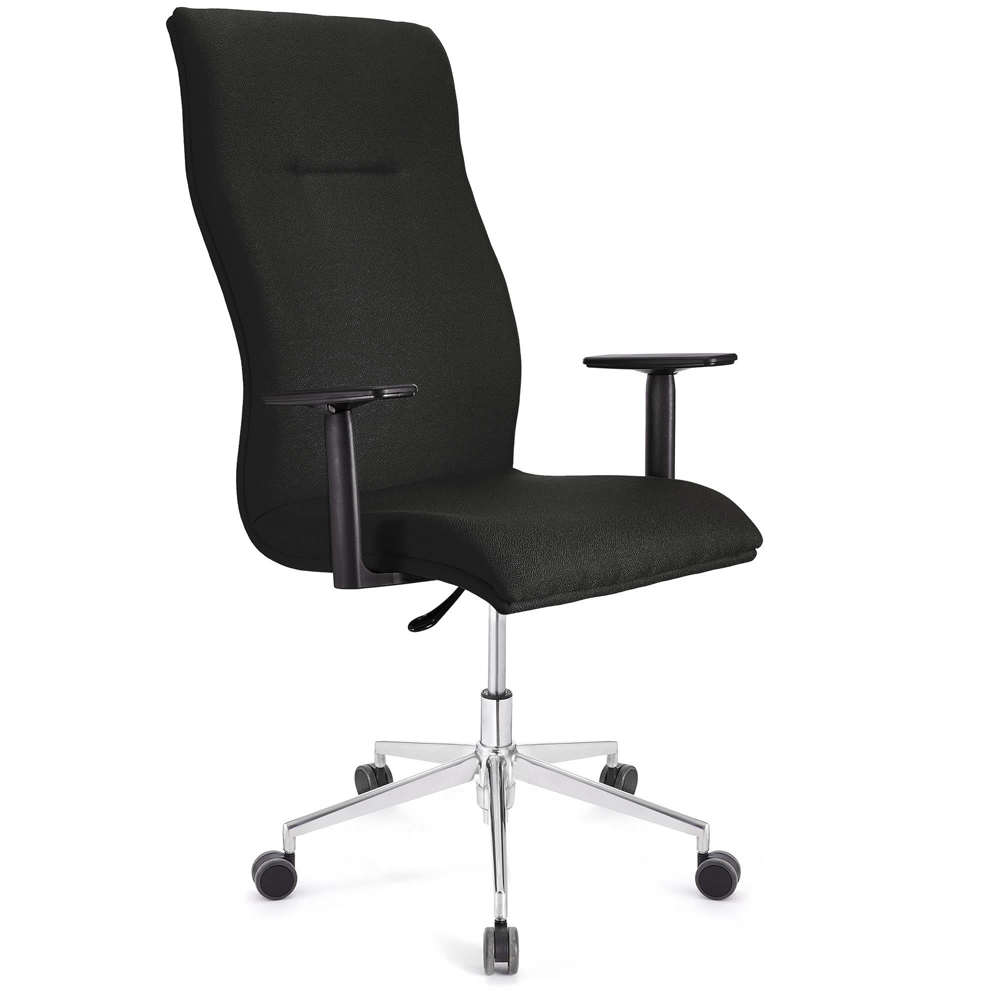 Sillón de Oficina ANIBAL PRO, Respaldo Alto, Brazos Ajustables, Acolchado en Tela Negra