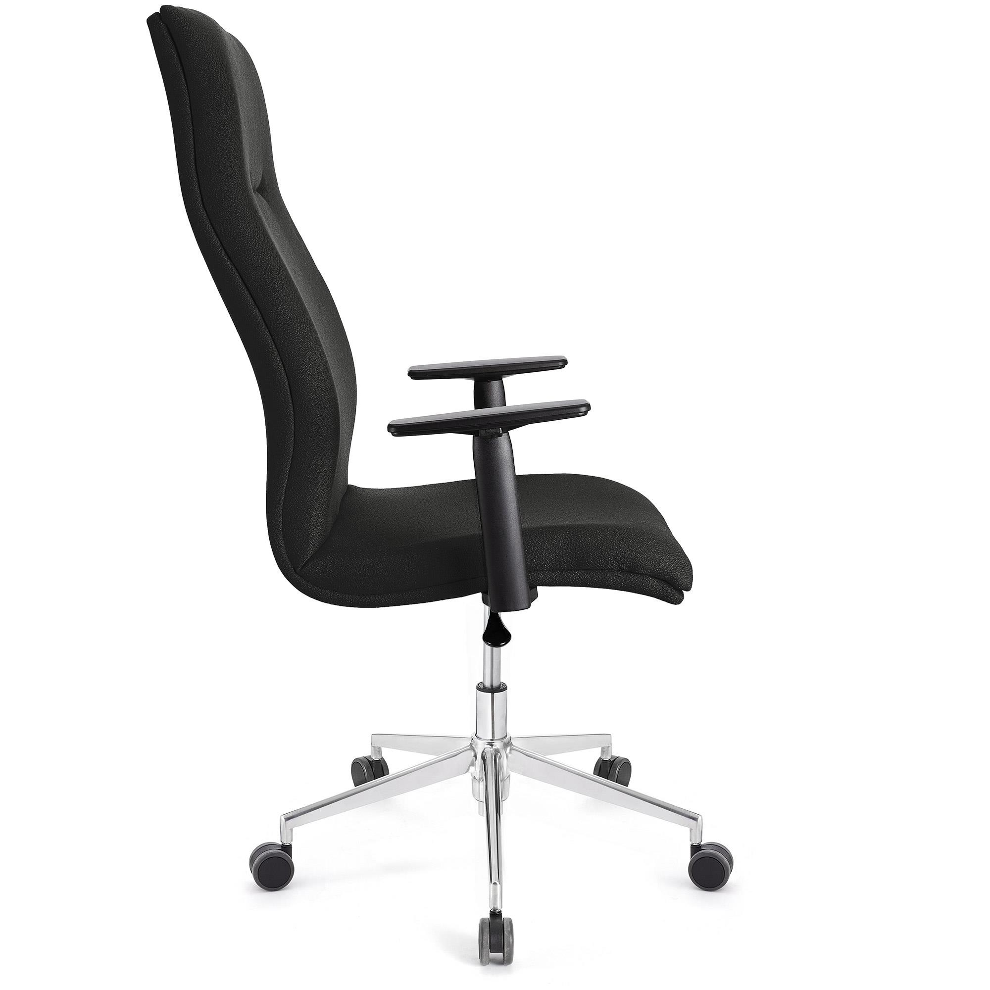 Sillón de Oficina ANIBAL PRO, Respaldo Alto, Brazos Ajustables, Acolchado en Tela Negra