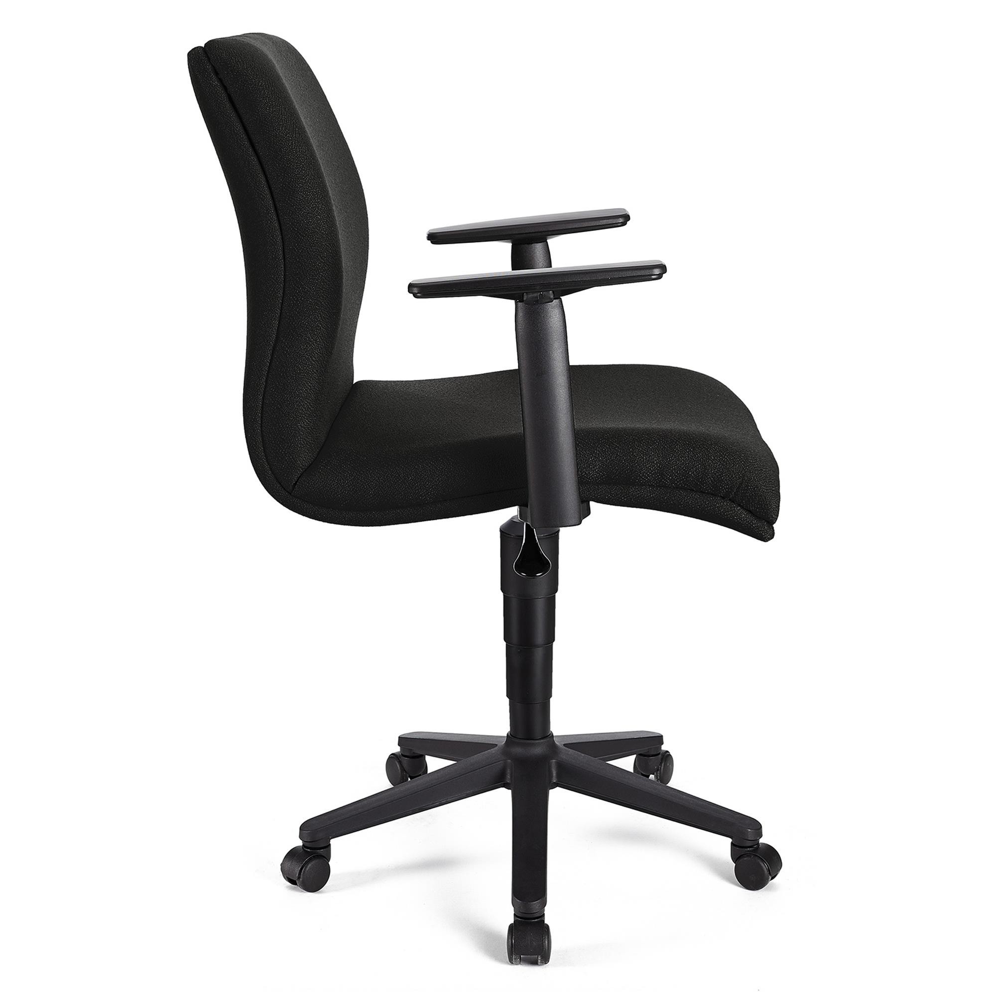 Silla de Oficina ANIBAL BASE, Brazos Ajustables, Acolchado en Tela Negra