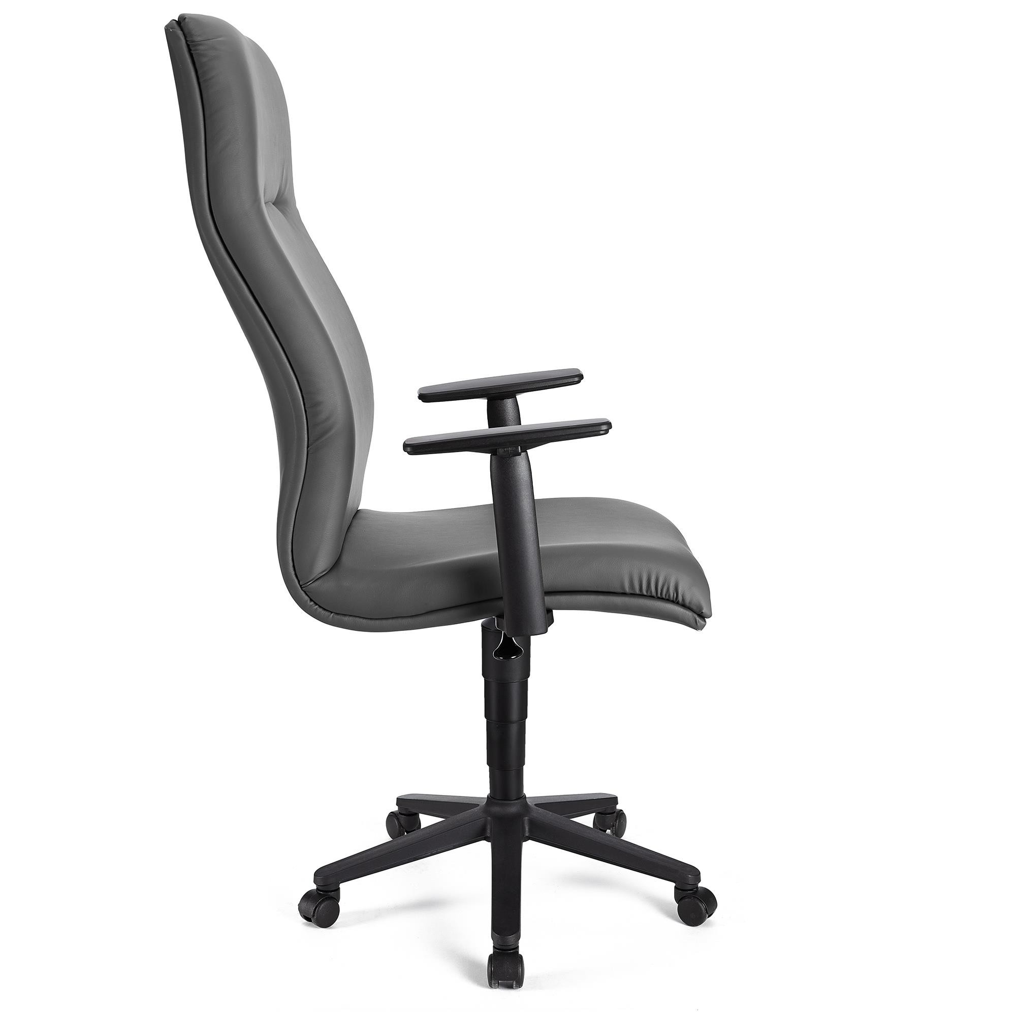 Sillón de Oficina ANIBAL PIEL, Respaldo Alto, Brazos Ajustables, Acolchado en Color Negro