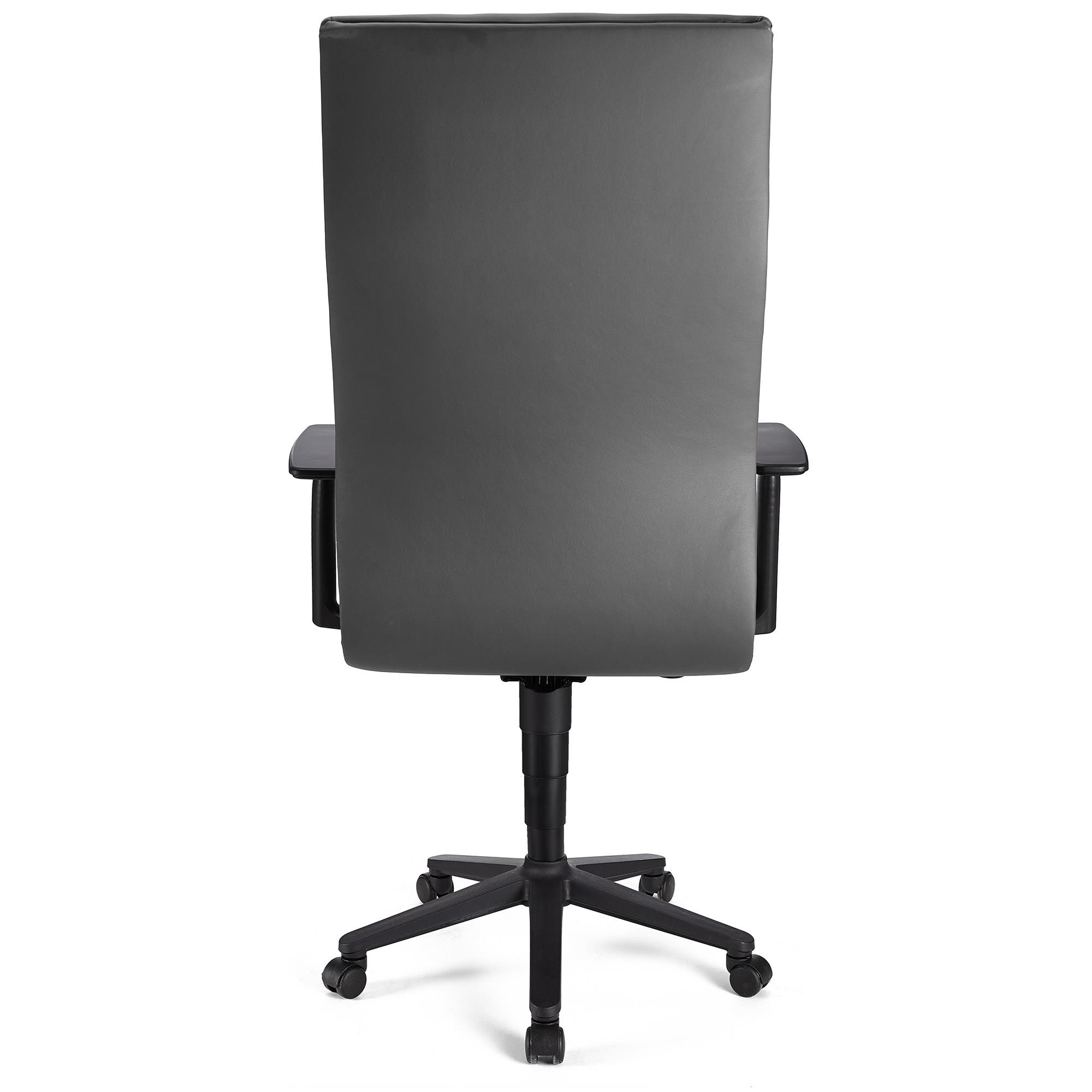 Sillón de Oficina ANIBAL PIEL, Respaldo Alto, Brazos Ajustables, Acolchado en Color Negro