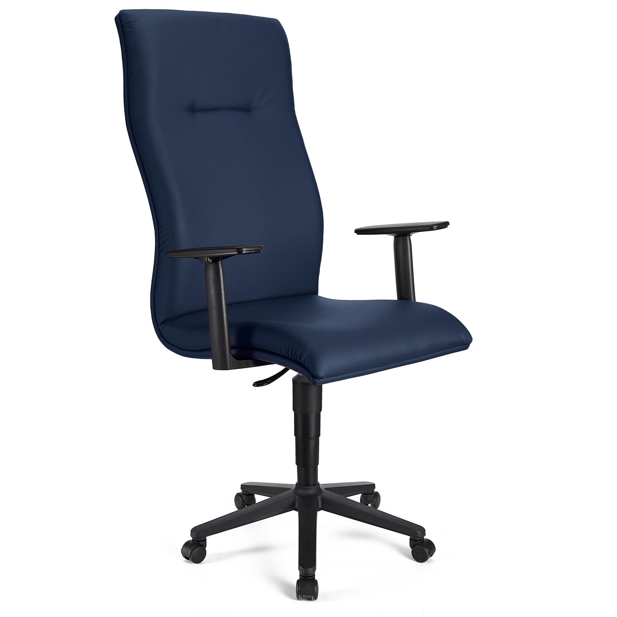 Sillón de Oficina ANIBAL PIEL, Respaldo Alto, Brazos Ajustables, Acolchado en Color Negro