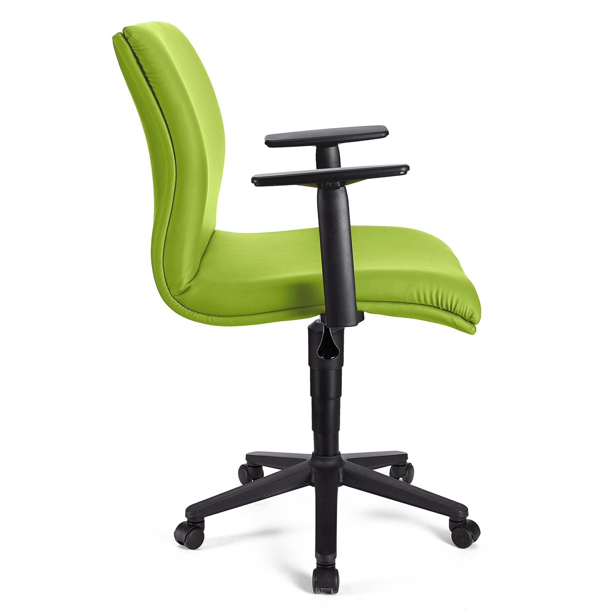 Silla de Oficina ANIBAL BASE PIEL, Brazos Ajustables, Acolchado en Color Negro