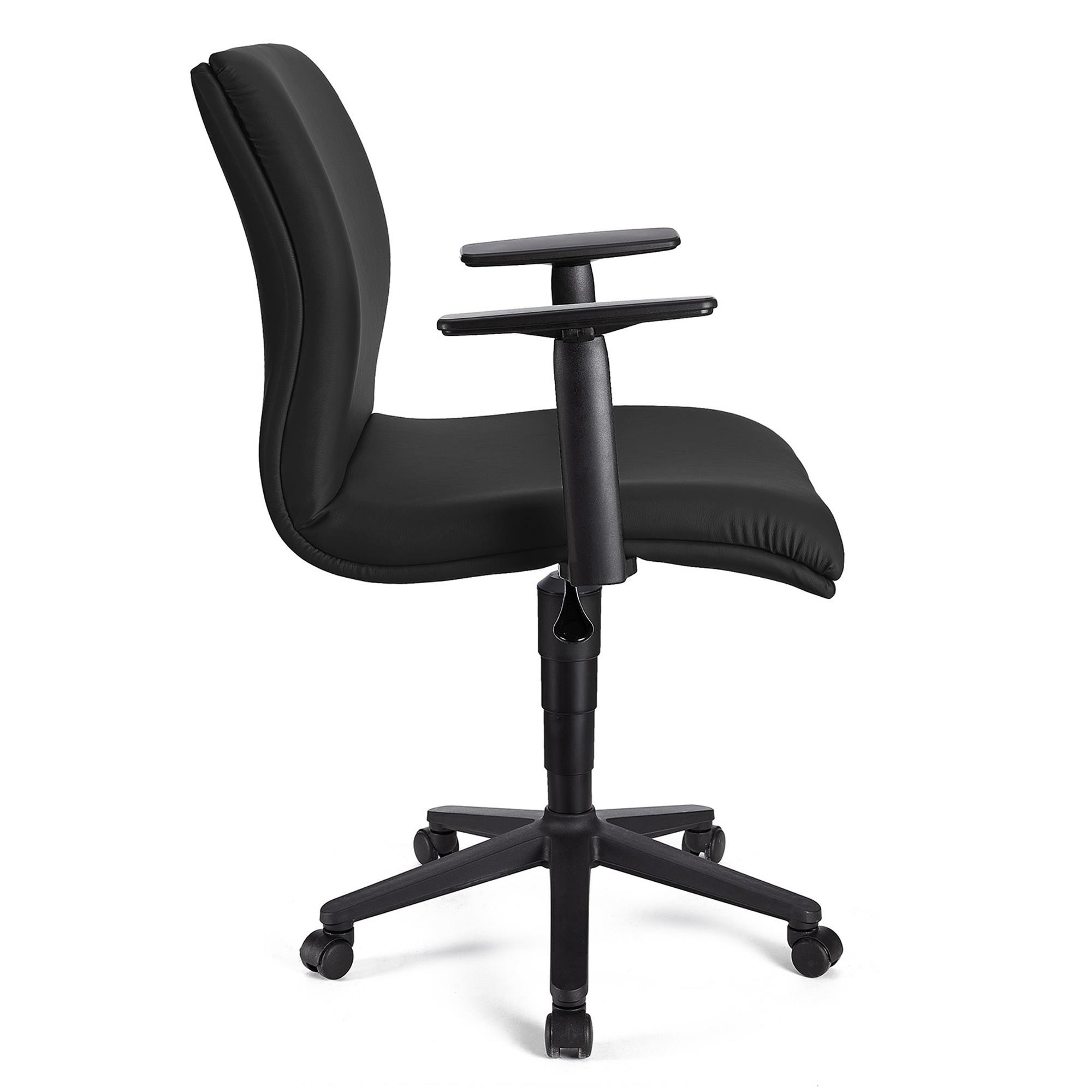 Silla de Oficina ANIBAL BASE PIEL, Brazos Ajustables, Acolchado en Color Negro