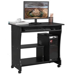 Mesa para Ordenador con Ruedas KIARA en Madera color Negro
