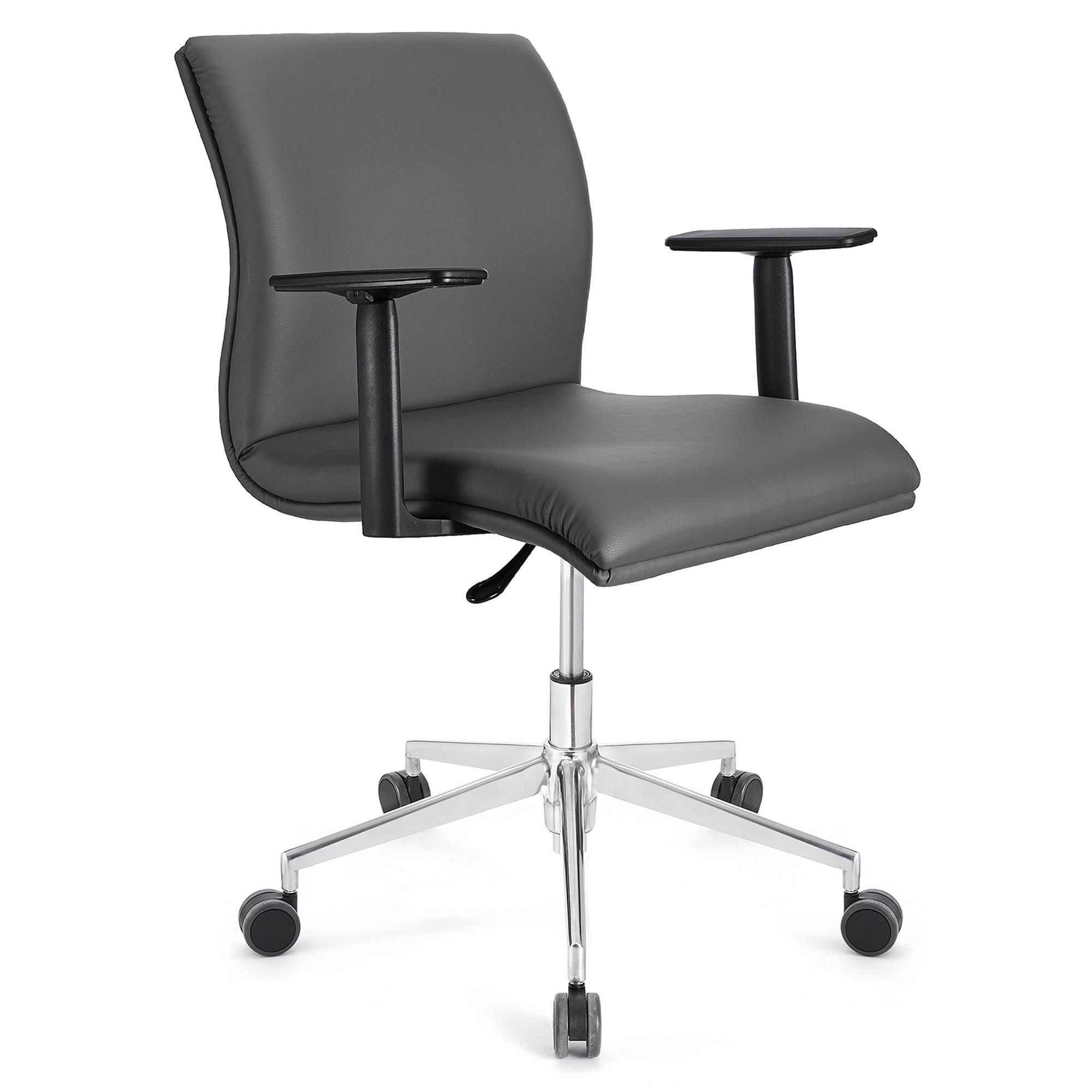 Silla de Oficina ANIBAL BASE PRO PIEL, Brazos Ajustables, Acolchado en Color Negro