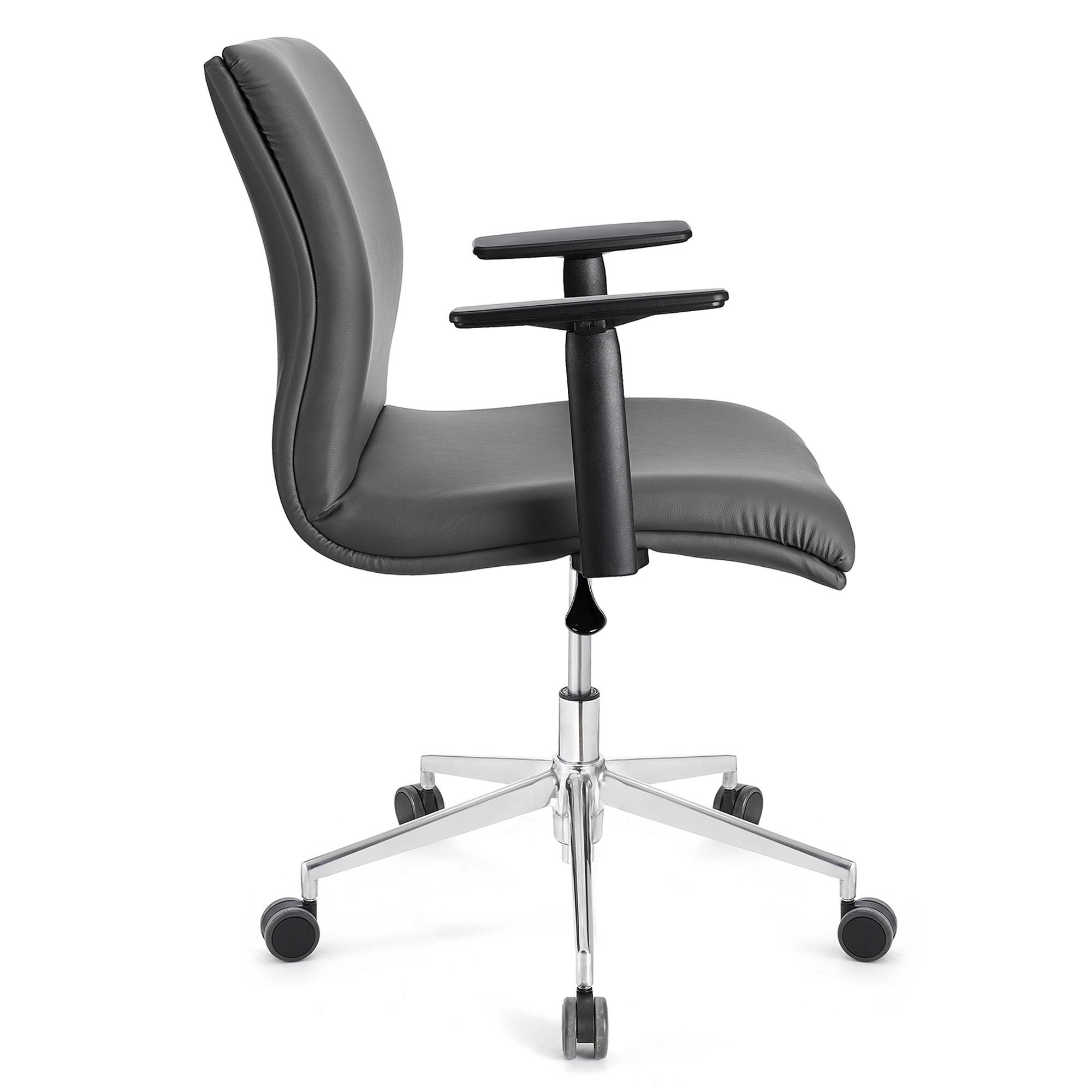 Silla de Oficina ANIBAL BASE PRO PIEL, Brazos Ajustables, Acolchado en Color Negro
