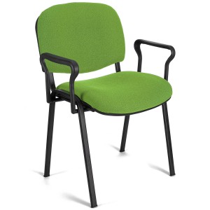 Silla de confidente MOBY BASE CON BRAZOS, patas negras y tela negro