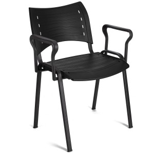 Silla de confidente ELVA CON BRAZOS, patas negras y color negro