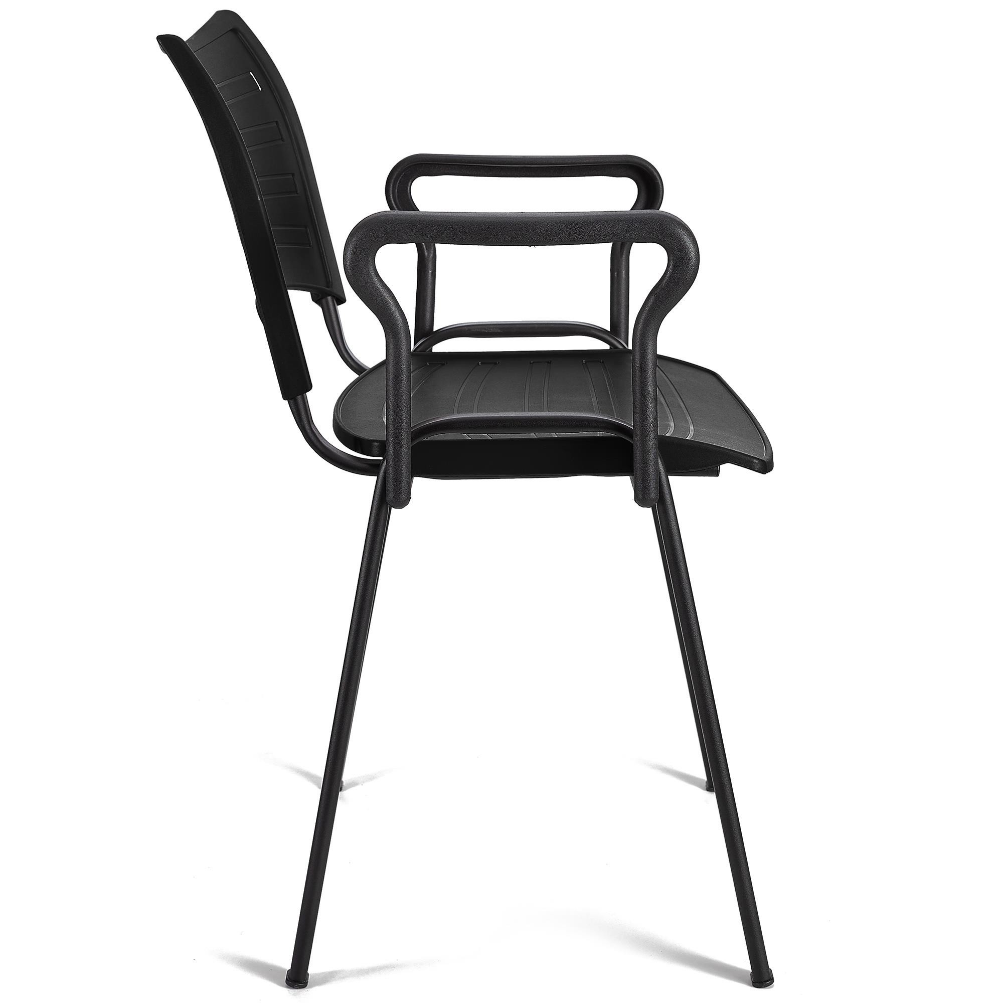Silla de Confidente ELVA CON BRAZOS, Apilable y Práctica, Patas Negras y Color Negro