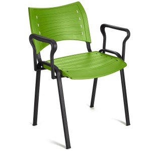 Silla de confidente ELVA CON BRAZOS, patas negras y color negro