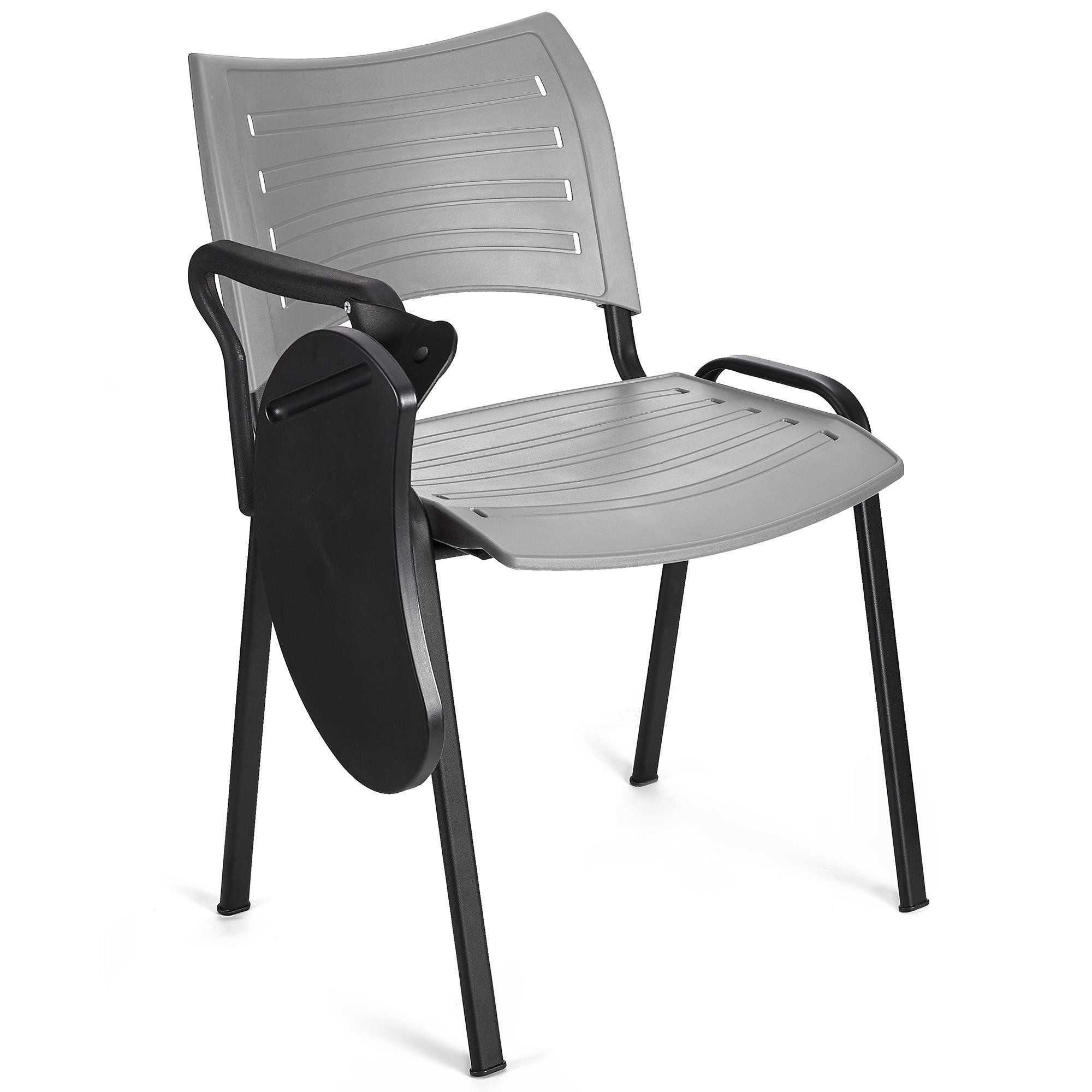 Silla de Confidente ELVA CON PALA, Apilable y Práctica, Patas Negras y Color Negro