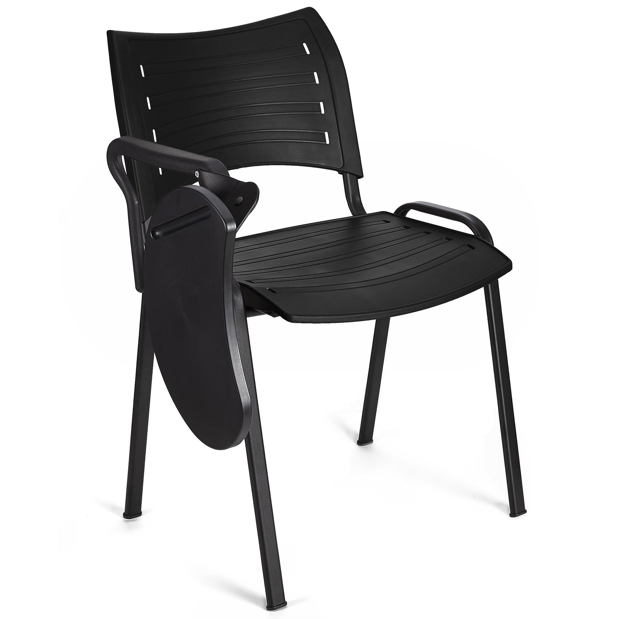 Silla de Confidente ELVA CON PALA, Apilable y Práctica, Patas Negras y Color Negro