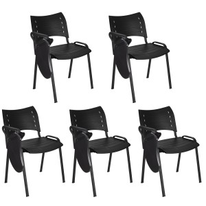 Lote de 5 sillas de confidente ELVA CON PALA, patas negras y color negro