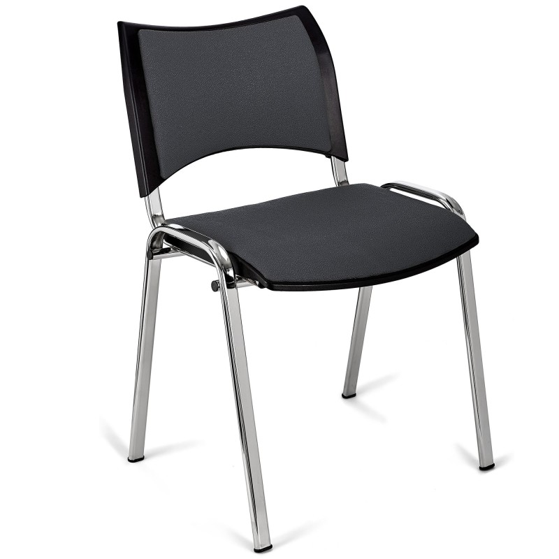 Silla de Confidente ROMEL con Patas Cromadas en Tela Negra