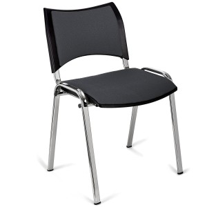 Silla de Confidente ROMEL con Patas Cromadas en Tela Negra