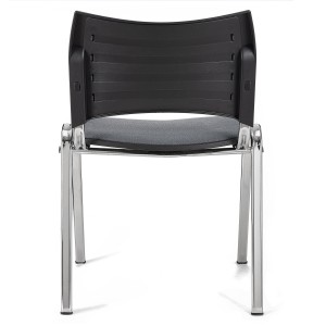 Silla de Confidente ROMEL con Patas Cromadas en Tela Negra