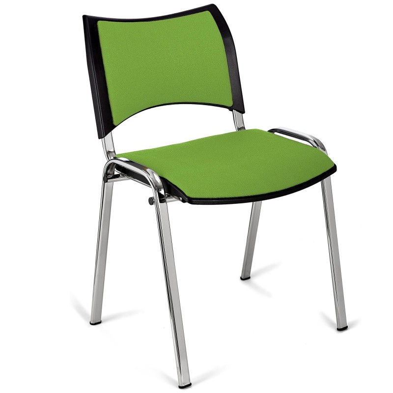 Silla de Confidente ROMEL con Patas Cromadas en Tela Negra