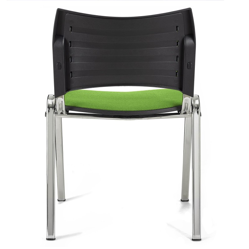 Silla de Confidente ROMEL con Patas Cromadas en Tela Negra